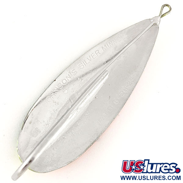 Vintage Weedless Johnson Silver Minnow UV, 1oz Fire Tiger fishing spoon  #12517