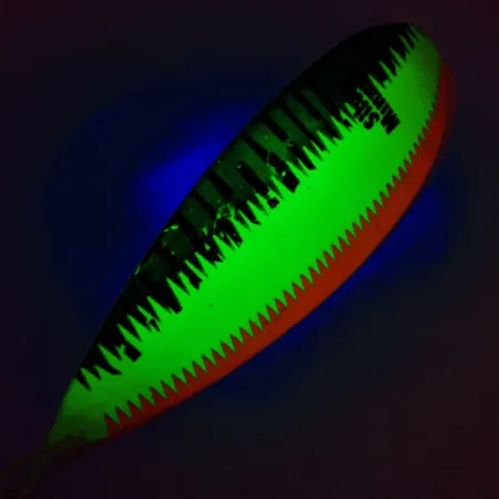 Vintage Weedless Johnson Silver Minnow UV, 1oz Fire Tiger fishing spoon #12517