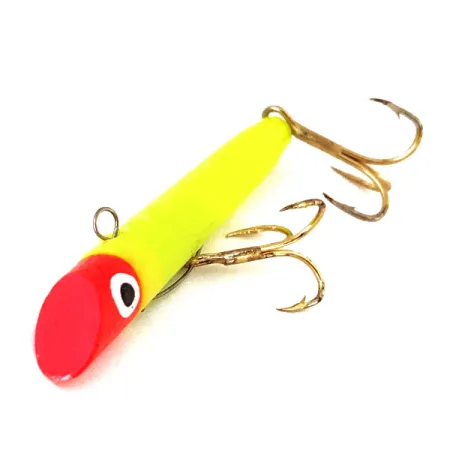 Vintage Sea Striker Got-Cha Gotcha G100 Series UV, 1oz Chartreuse / Red fishing spoon #12563