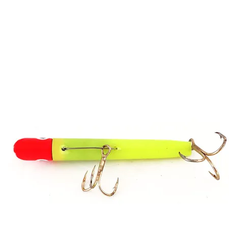 Vintage Sea Striker Got-Cha Gotcha G100 Series UV, 1oz Chartreuse / Red fishing spoon #12563