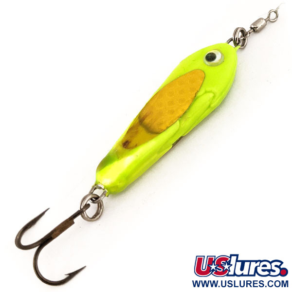 Vintage   Bubba-Baits Zig Zag Spoon Jig Lure, 1oz Chartreuse fishing spoon #12572