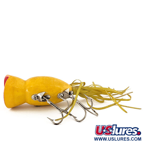 Vintage Fred Arbogast Hula Popper, 1/2oz Yellow fishing lure #12657