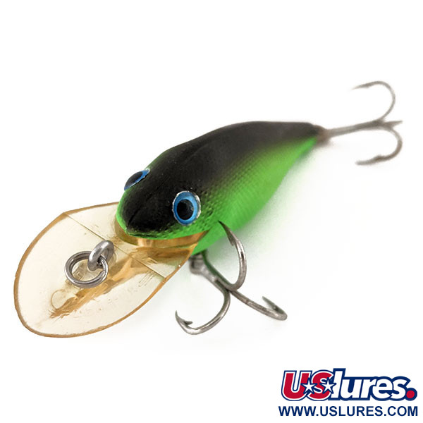 Vintage   Rebel Fastrac Shallow Floater UV, 1/3oz Green / Blue Eyes fishing lure #12658