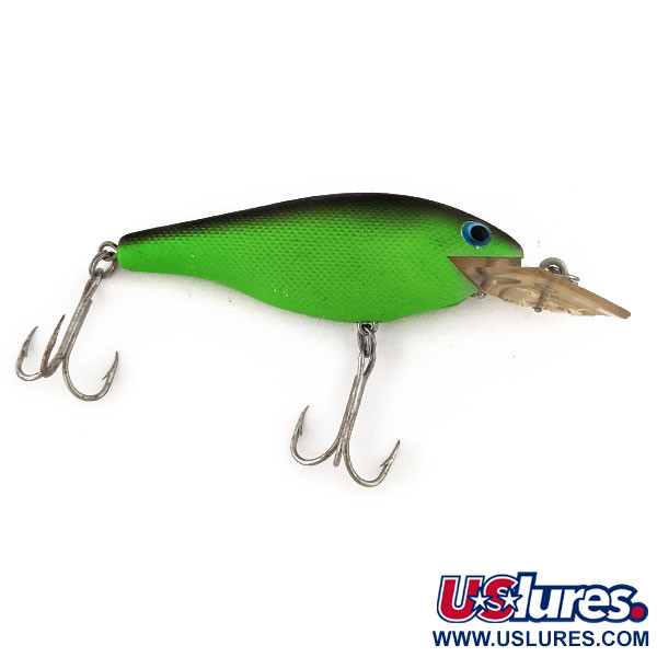 Vintage   Rebel Fastrac Shallow Floater UV, 1/3oz Green / Blue Eyes fishing lure #12669