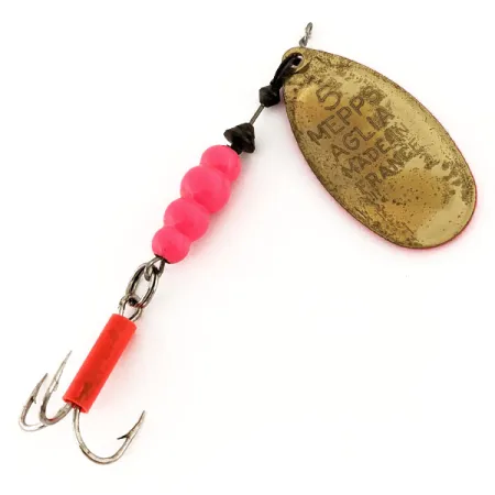 Vintage Mepps Aglia 5 Hot Pink UV, 1/2oz Hot Pink spinning lure #12695