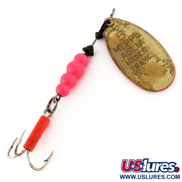 Vintage   Mepps Aglia 5 Hot Pink UV, 1/2oz Hot Pink spinning lure #12695