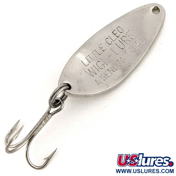 Vintage Little Cleo Seneca Glow, 1/4oz White / Nickel / Green fishing spoon #12745