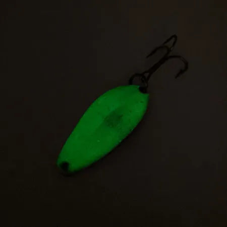 Vintage Little Cleo Seneca Glow, 1/4oz White / Nickel / Green fishing spoon #12745