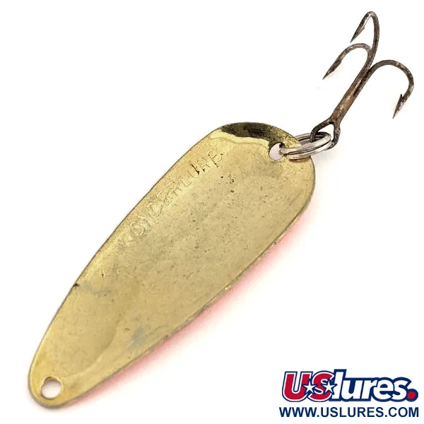 Vintage Acme Wonderlure UV, 2/5oz Hammered Gold / Orange fishing spoon #12751