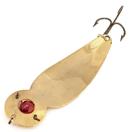 Vintage One Eye Wiggler Lucky Strike, 1oz Gold / Red Eye fishing spoon #12773