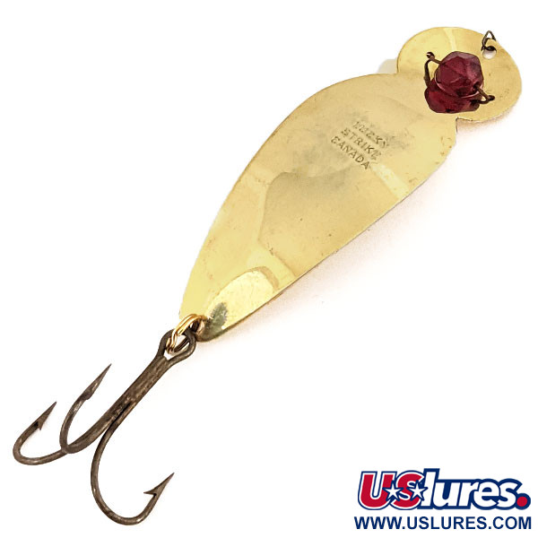 Vintage   One Eye Wiggler Lucky Strike, 1oz Gold / Red Eye fishing spoon #12773