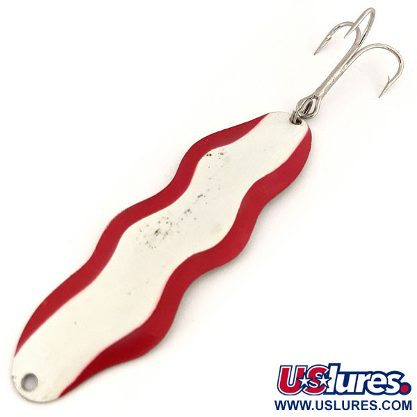 Vintage Lucky Strike Serpent Wobbler, 2/3oz Red / White / Nickel fishing  spoon #12774
