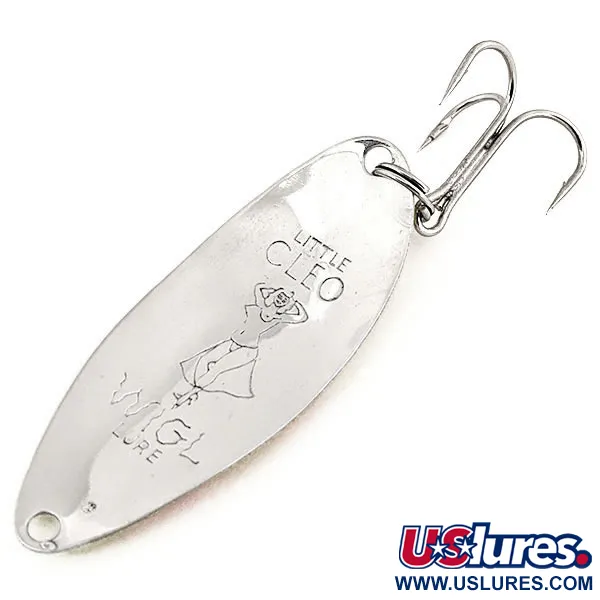 Vintage Seneca Little Cleo (Hula Girl) trolling spoon UV, 3/16oz Yellow / Red / Nickel fishing spoon #12783