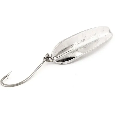 Vintage HT Enterprises Jig-A-whooper Hawgler spoon #6 Glow, 3/4oz Nickel / White Glow in Dark fishing spoon #12778