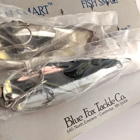 Aqua Spoon Blue Fox Dealer Display Card, 3/4oz Red / White / Nickel fishing spoon #12794