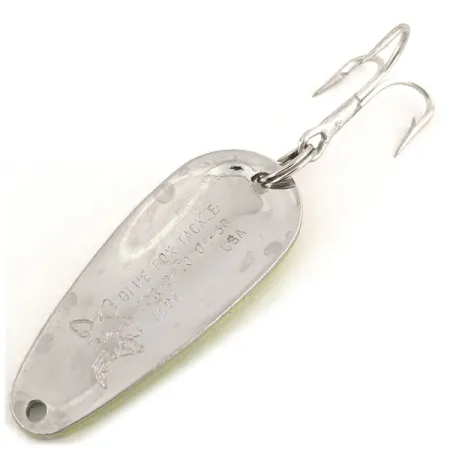 Vintage Blue Fox Tor-P-Do UV, 1/2oz Chartreuse / Red / Nickel fishing spoon #12796