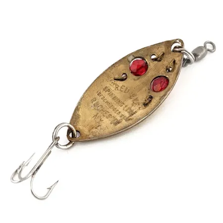 Vintage Hofschneider Red Eye junior, 1/4oz Bronze (Brass) fishing spoon #12831