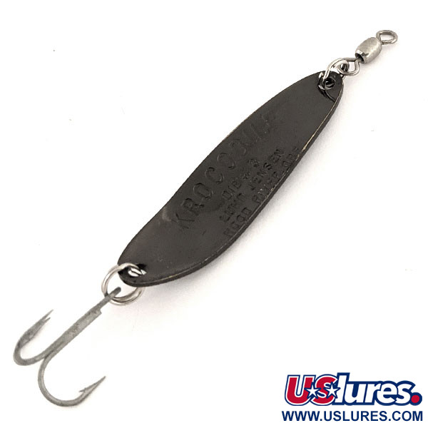 Vintage  Luhr Jensen Krocodile Die #3, 1/3oz Black fishing spoon #12833