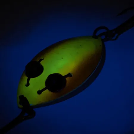 Vintage Eppinger Red Eye junior UV, 1/2oz Yellow / Orange / White / Red Eyes fishing spoon #12855