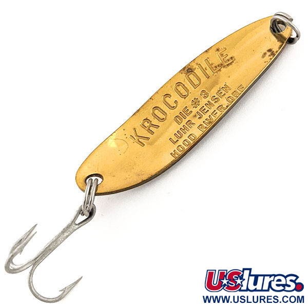 Vintage  Luhr Jensen Krocodile Die #3, 1/3oz Yellow / Black / Gold fishing spoon #12880