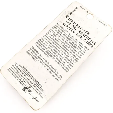 Luhr Jensen Krocodile Die #4 Glow, 1/2oz White / Green fishing spoon #12895