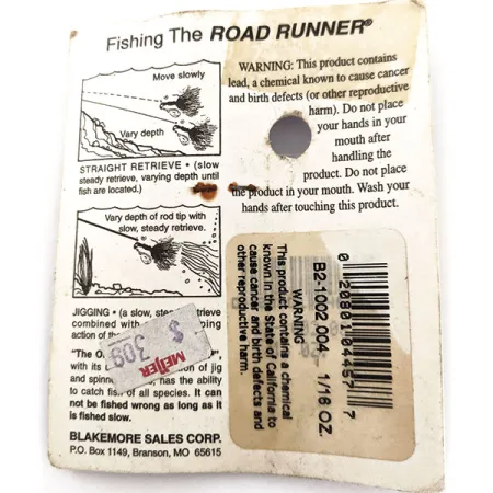 Blakemore Baits Road Runner Original Marabou Jigs 2 pcs, 1/8oz Black fishing spoon #12896