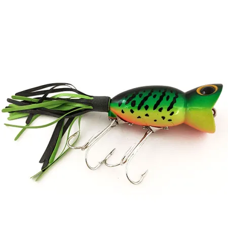 Fred Arbogast Hula Popper, 1/2oz Fire Tiger fishing lure #12918