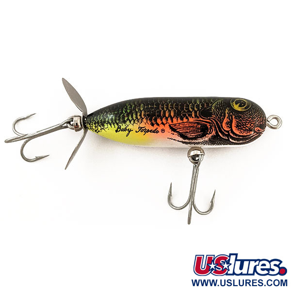 Heddon Baby Torpedo, 1/3oz Rainbow bass fishing lure #12927