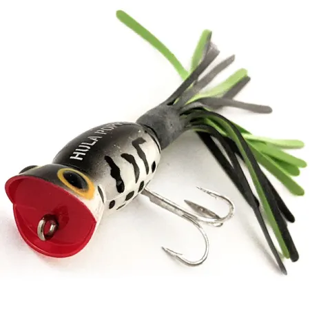 Fred Arbogast Hula Popper, 3/32oz White Tiger fishing lure #12928