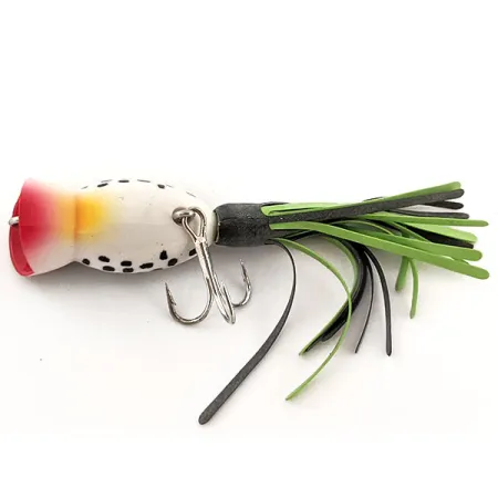 Fred Arbogast Hula Popper, 3/32oz White Tiger fishing lure #12928