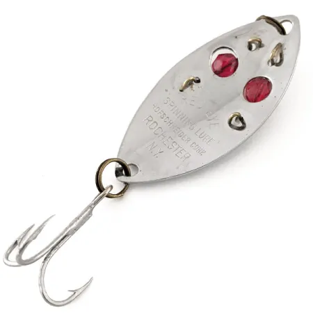 Vintage Hofschneider Red Eye junior , 2/5oz Nickel fishing spoon #12952