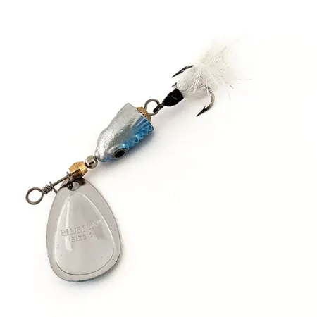 Vintage Blue Fox Vibrax Shallow, 1/4oz Rainbow Blue spinning lure #12961