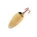 Vintage  Acme Wonderlure , 1/32oz Hammered Gold / Red Treble Hook fishing spoon #12962