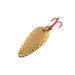 Vintage  Acme Wonderlure , 1/32oz Hammered Gold / Red Treble Hook fishing spoon #12962