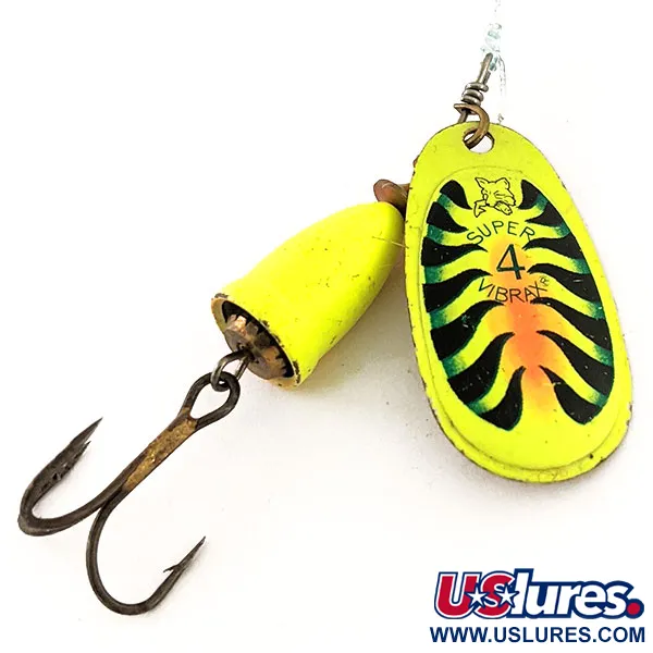Vintage   Blue Fox Super Vibrax 4 UV, 3/8oz Chartreuse spinning lure #12967