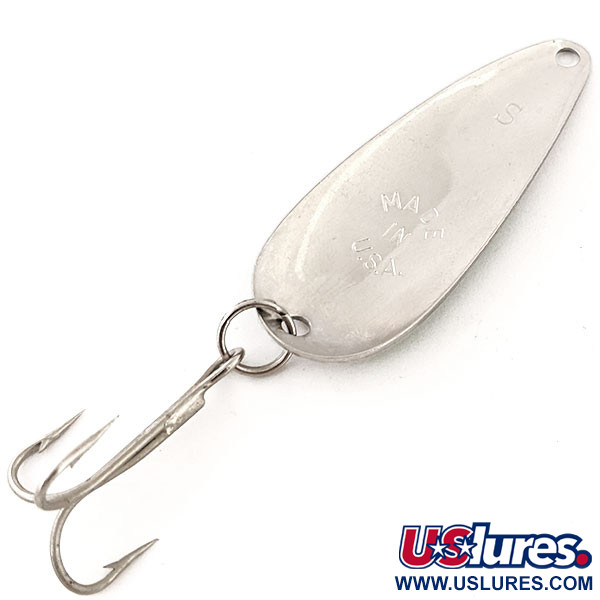 Vintage  Worth Chippewa Steel Spoon , 1/3oz Nickel / Green fishing spoon #13033
