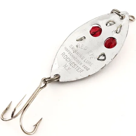 Vintage Hofschneider Red Eye Junior, 2/5oz Nickel / Red fishing spoon #13036