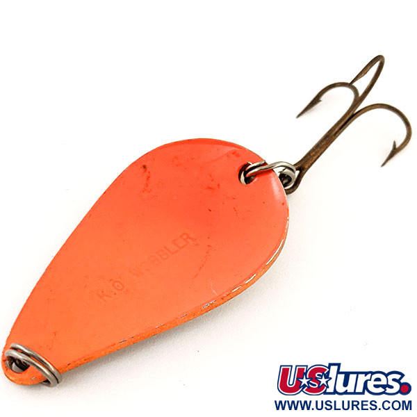 Vintage  Acme K.O. Wobbler , 3/4oz Orange / Nickel fishing spoon #13042