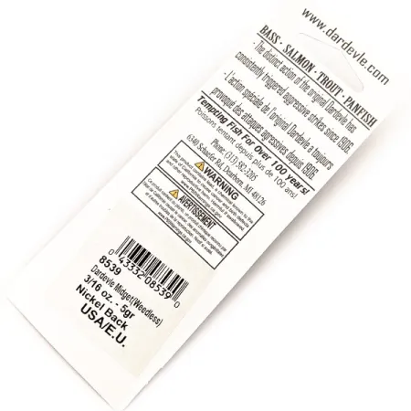 Eppinger Dardevle Midget Weedless UV, 3/16oz Mackerel/nickel UV fishing spoon #23016