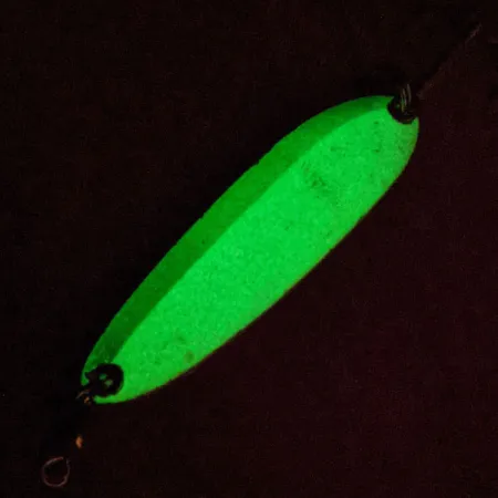 Vintage Luhr Jensen Krocodile Die #3 Glow, 1/2oz White / Green fishing spoon #13110