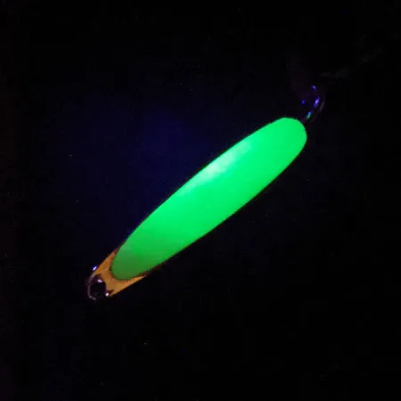 Vintage Bay de Noc Swedish pimple #4 UV, 1/4oz Nickel / Yellow fishing spoon #13119