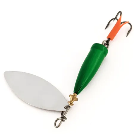 Vintage Blue Fox Super Vibrax Salmon , 1 1/4oz Nickel / Green spinning lure #13126