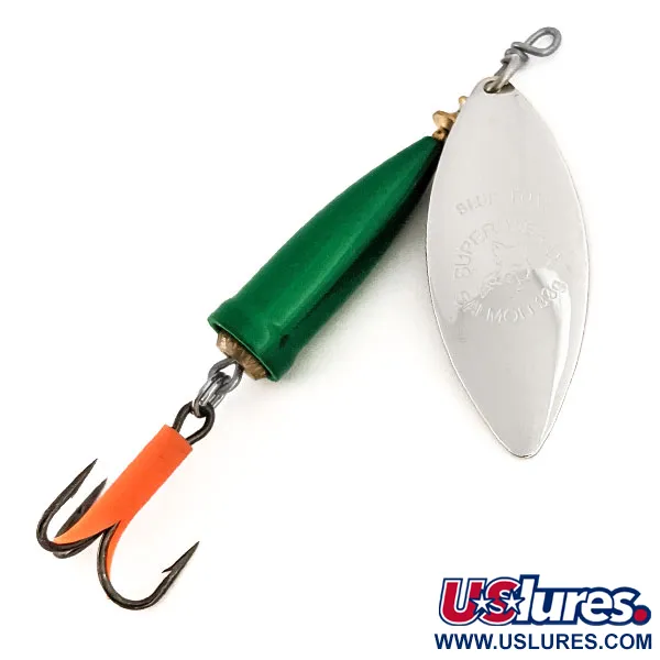 Vintage   Blue Fox Super Vibrax Salmon , 1 1/4oz Nickel / Green spinning lure #13126