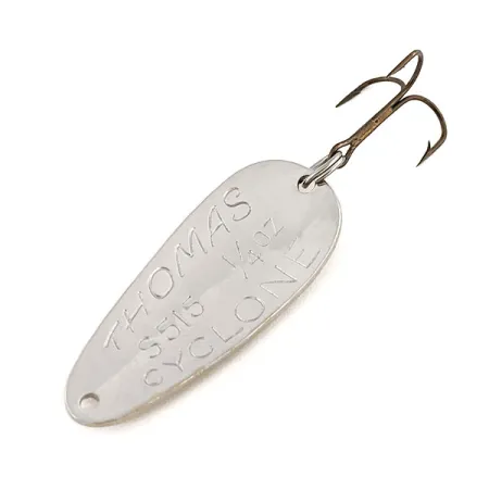 Vintage Thomas Cyclone, 1/4oz Hammered Nickel fishing spoon #13131