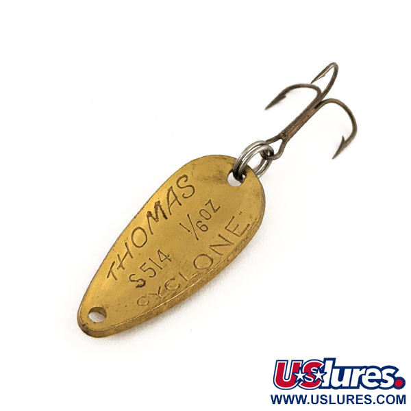 Vintage   Thomas Cyclone, 1/8oz Hammered Brass fishing spoon #13155