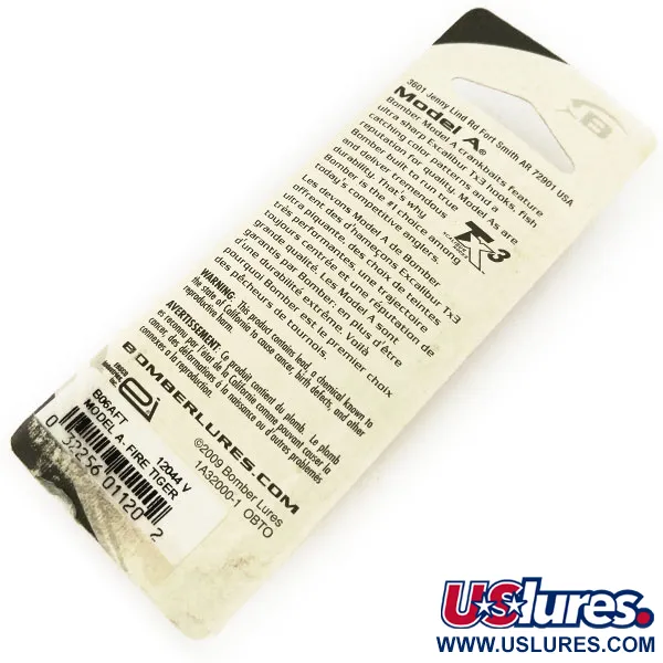   Bomber model 6A UV, 2/5oz Fire Tiger fishing lure #13188