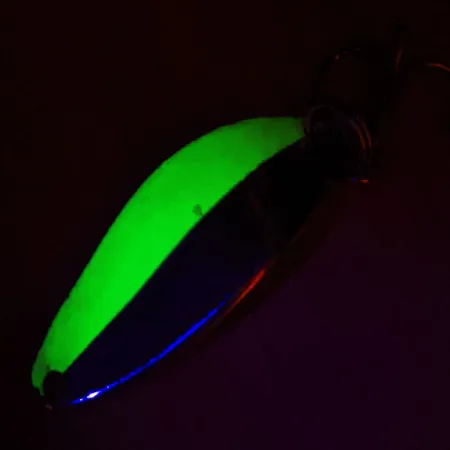 Vintage Little Cleo Seneca UV, 1/4oz Nickel / Green fishing spoon #13220