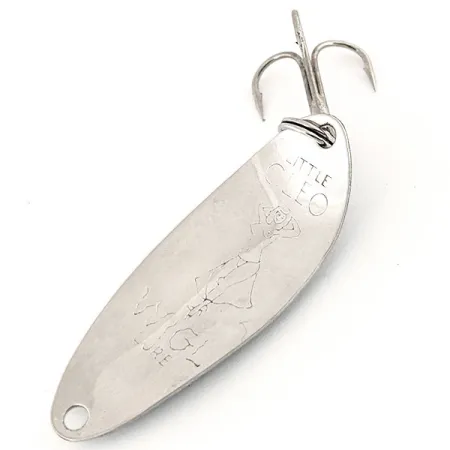 Vintage Seneca Little Cleo (Hula Girl) trolling spoon Glow, 1/8oz Blue / White / Nickel Glow in Dark fishing spoon #13223