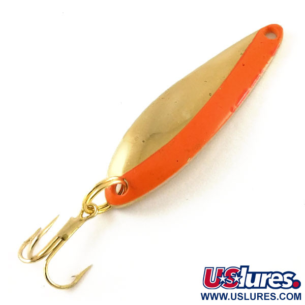 Vintage  Acme Fiord Spoon , 1/4oz Gold / Orange fishing spoon #13261