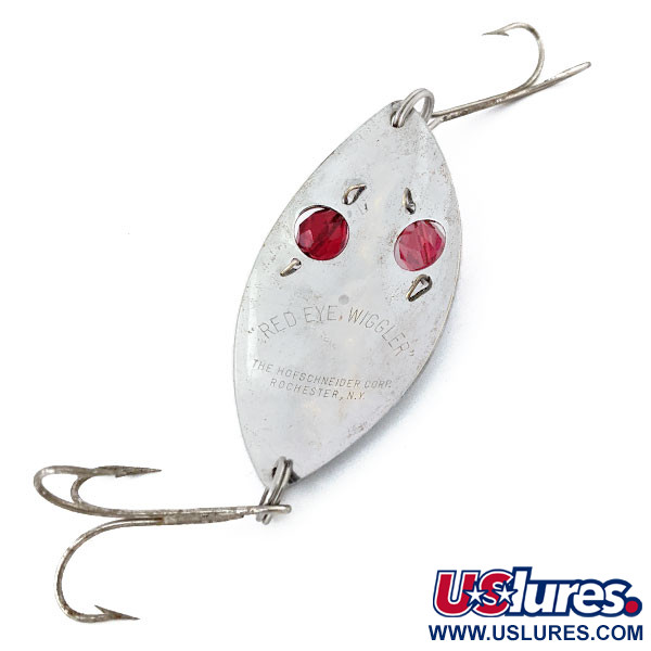 Vintage Hofschneider Red Eye Wiggler , 1oz Nickel / Red Eyes fishing spoon  #13315